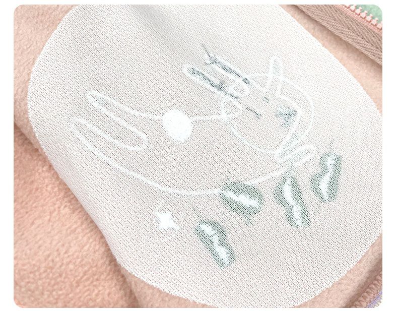 Minizone - 搖粒絨連帽拼色長袖外套-太空兔兔-黃+綠