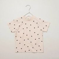 日本 BRANSHES - 純棉可愛女孩短袖上衣-迷你心心-淺粉