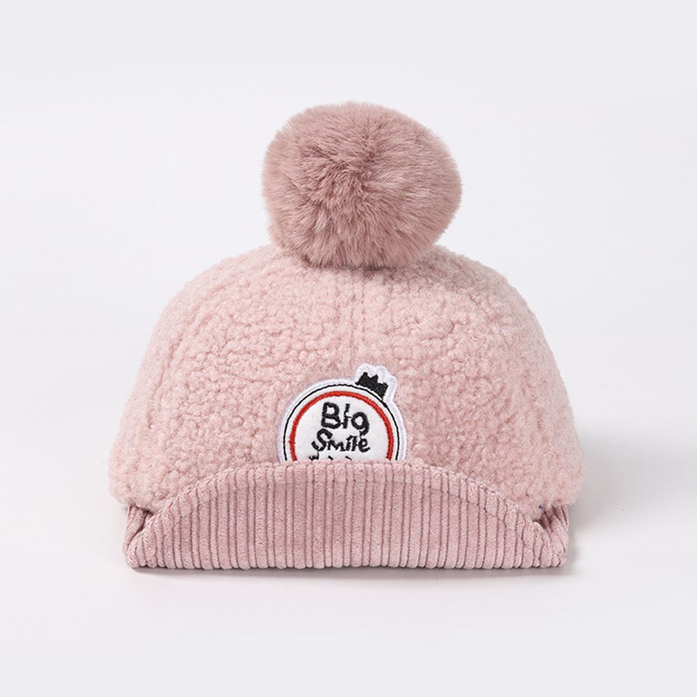 微笑毛絨棒球帽-粉色 (48-50CM（30M以下）可調節)