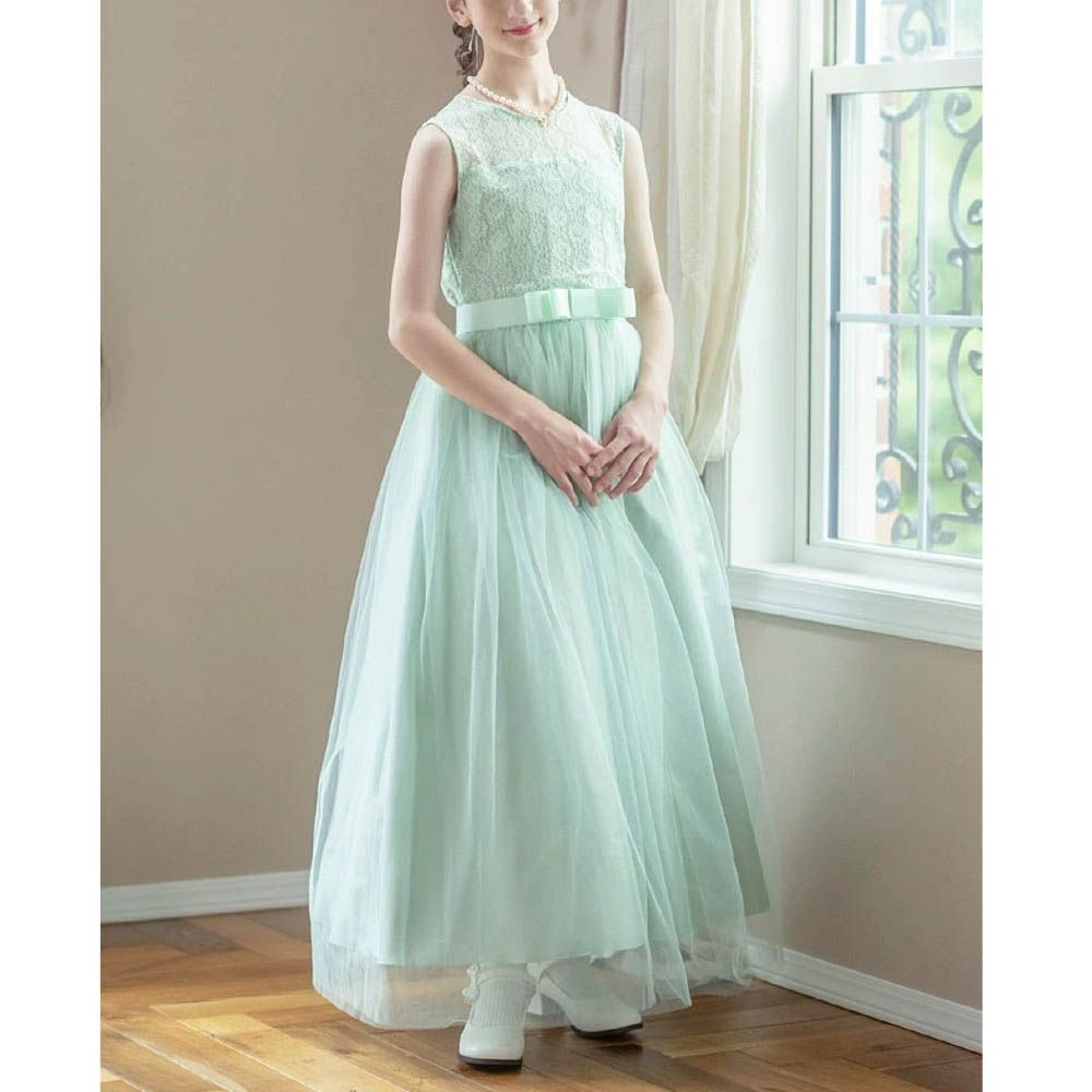 浪漫蕾絲薄紗長洋裝/小禮服-薄荷綠