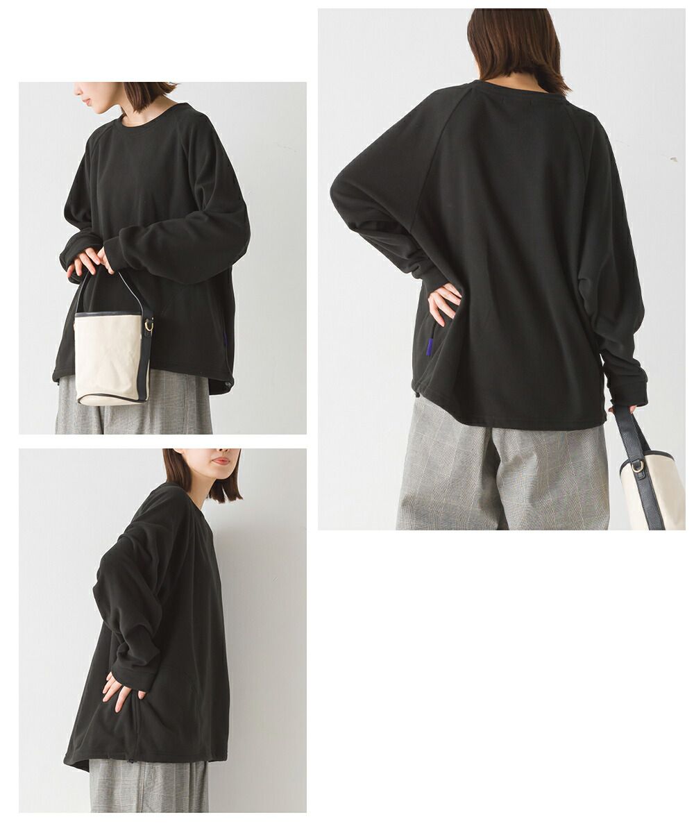 日本 OMNES - 防靜電 下擺抽繩微絨長袖上衣-紫