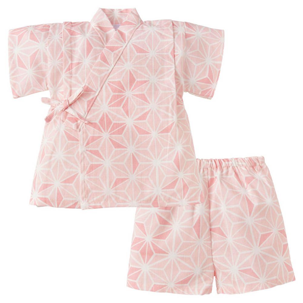 兩件式甚平-麻葉-粉紅色-日本製