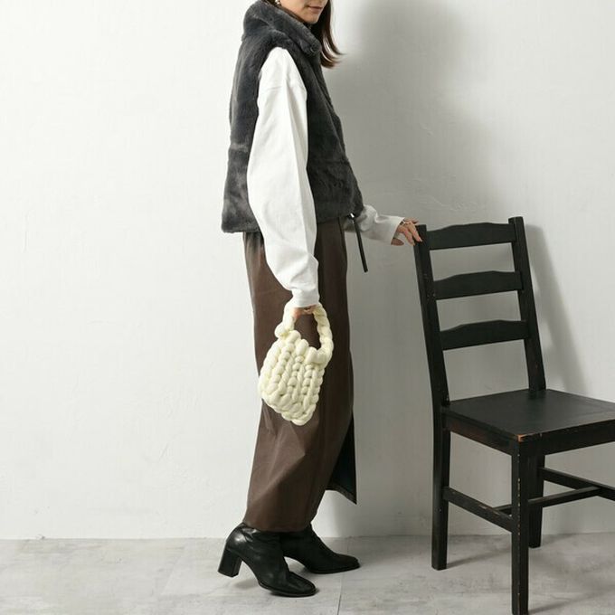 日本 ELENCARE DUE - 柔軟蓬鬆仿毛立領雙拉鍊背心-摩卡灰