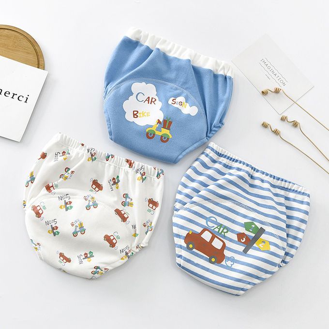 Vanibaby - 幼兒學習褲 3入組（6層脫脂紗布）防水 透氣-小小汽車