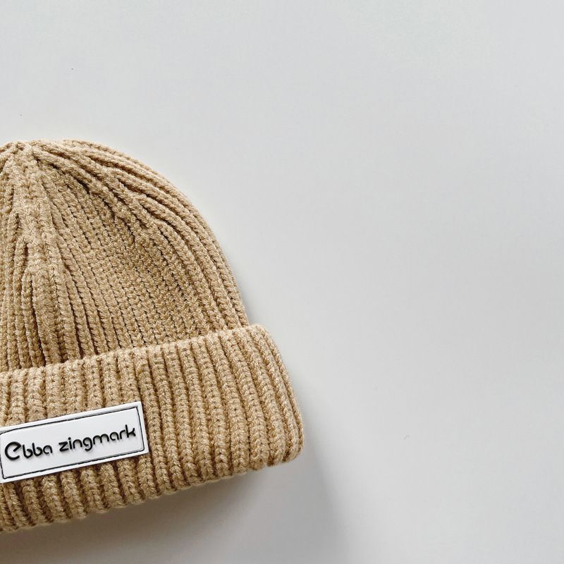 素色針織毛帽-小標籤-墨綠色 (46-51CM)