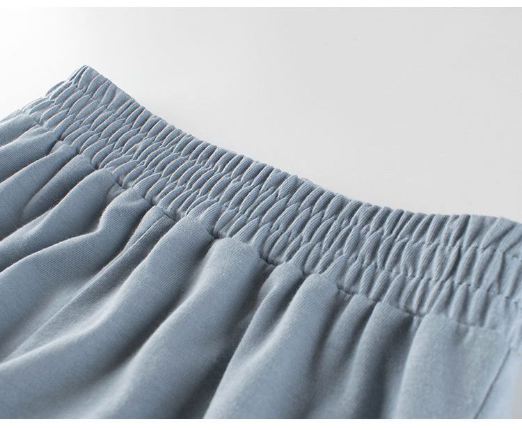 純棉腰鬆緊休閒五分褲-軍綠色