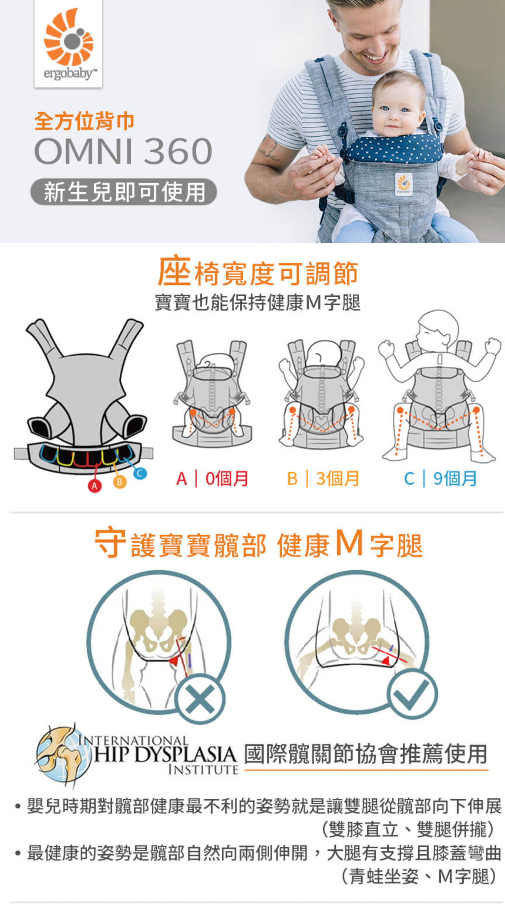 美國 ergobaby - Omni全階段型四式360嬰兒揹巾/揹帶-非透氣款-黑