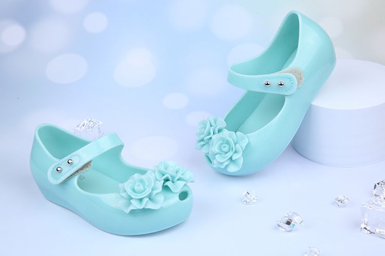 Melissa - 雙子玫瑰綠色兒童魚口涼鞋香香鞋-綠色