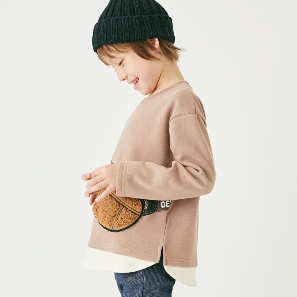 日本 evercloset - 絨毛小包裏起毛長袖上衣-象牙白