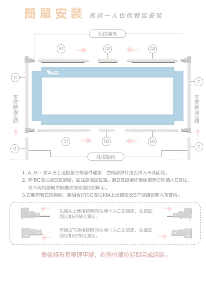 YODA - 垂直升降床邊護欄-寧靜藍
