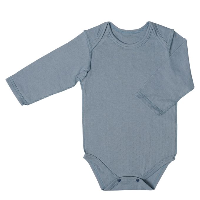 akachan honpo - 長袖套頭包屁衣2件組-蓬鬆棉 小熊-藍色