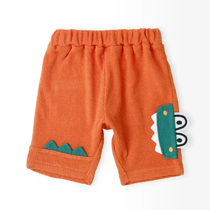 日本 ZOOLAND - 緹花針織立體圖案可愛短褲-幫鱷魚刷牙-黑