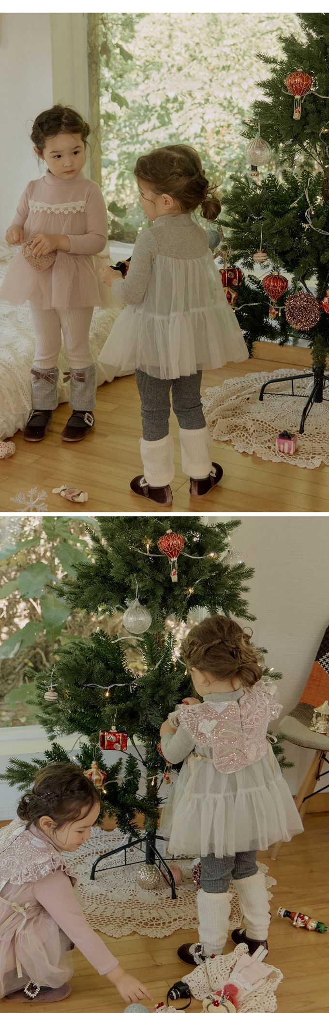 韓國 Puellaflo - 芭蕾女孩網紗拼接連身短洋裝-灰