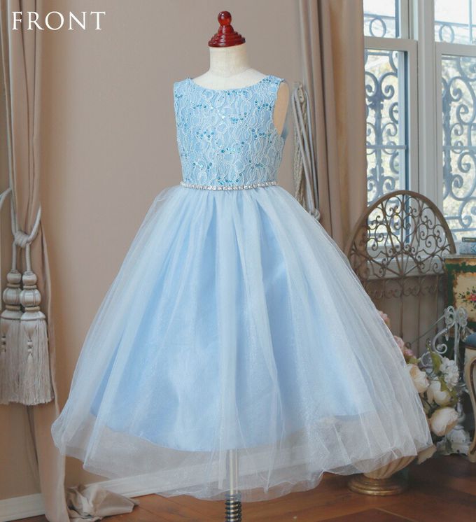 日本 Catherine Cottage - 腰鑽飾前蕾絲後緞面洋裝/小禮服-嬰兒粉