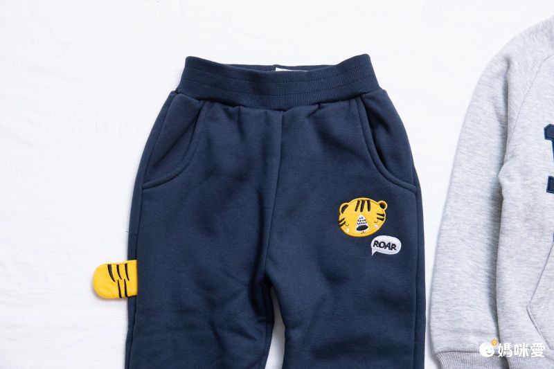 加絨棉混紡長褲-大頭老虎-深藍色