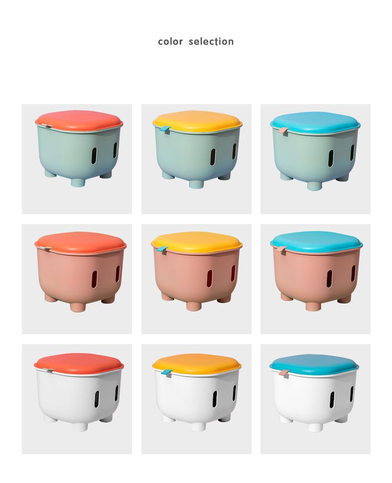 HEDO - 拼色多功能收納椅-收納椅-綠色 (33x33x24.5cm)