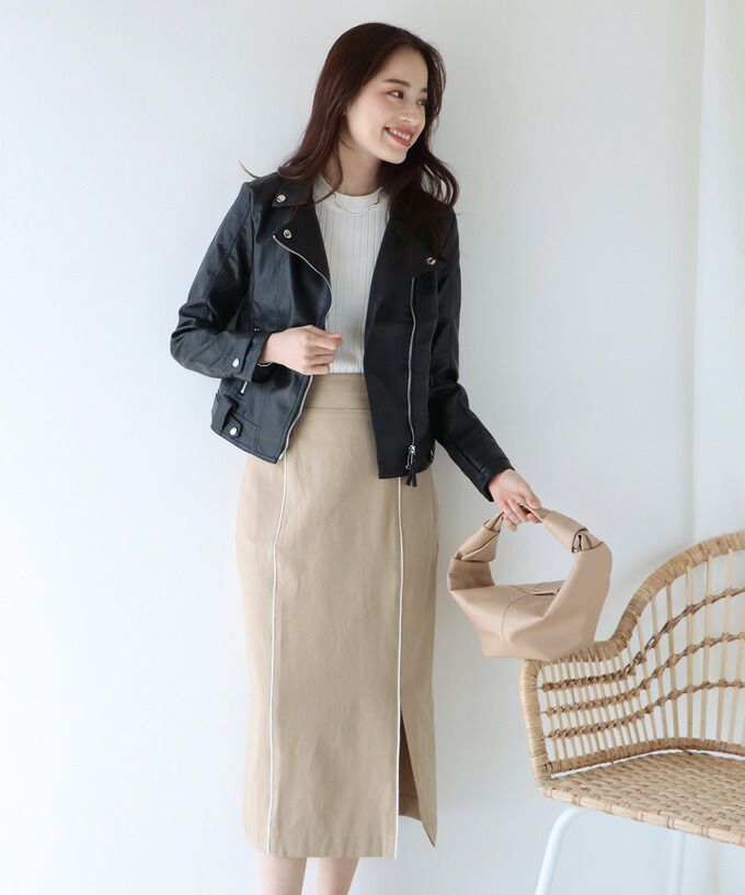 日本 BLUE EAST - 超修身剪裁後縮腰百搭長裙-米