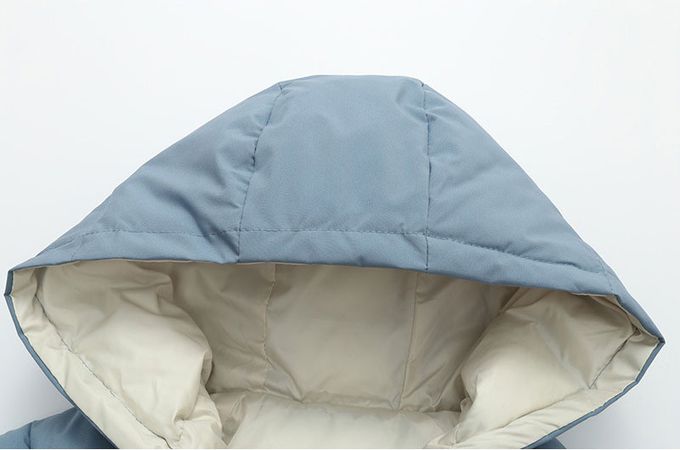 韓國 OZKIZ - 大口袋澎澎長版防風連帽外套-象牙白