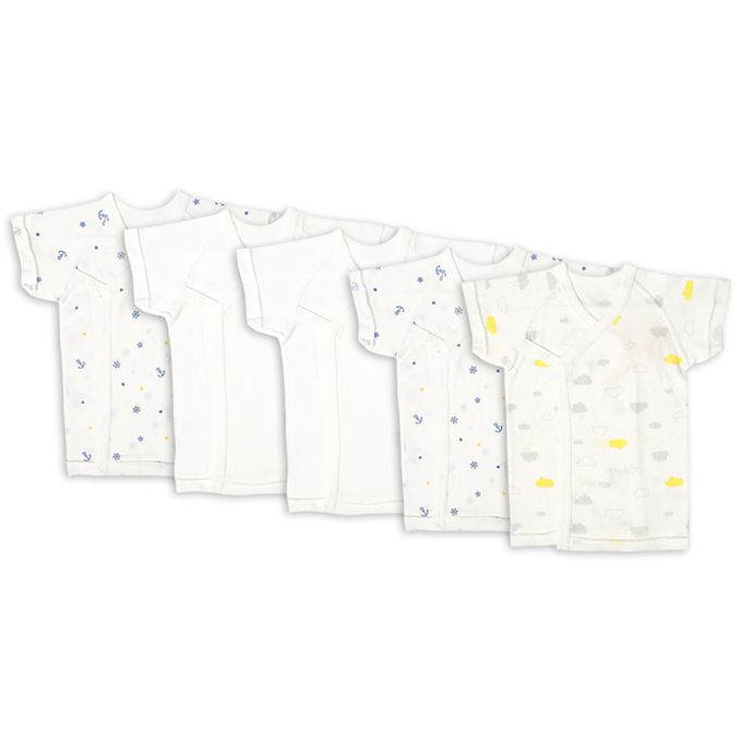 akachan honpo - 新生兒內衣10件組-按扣款-淺藍色 (肚衣:50cm蝴蝶裝:50~60cm)