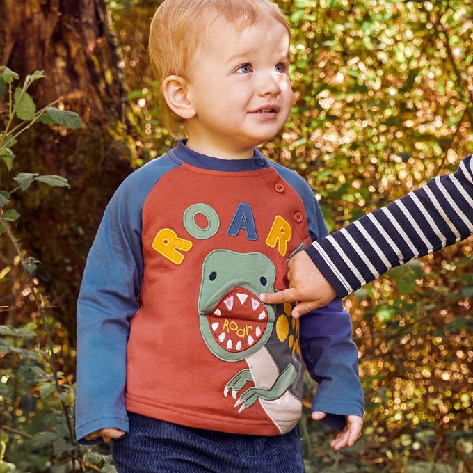 英國 JoJo Maman BeBe - 幼/兒童超優質100%純棉長袖上衣-抱抱暴龍