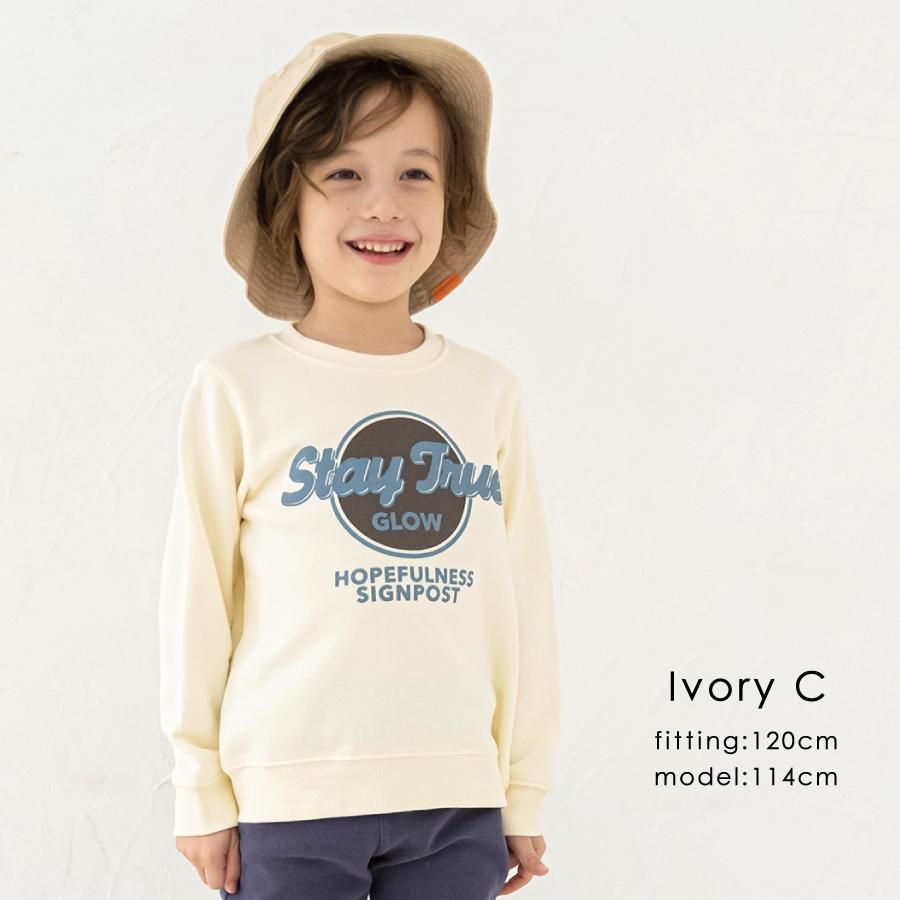 日本 evercloset - 純棉印花圓領長袖上衣-熊熊-摩卡