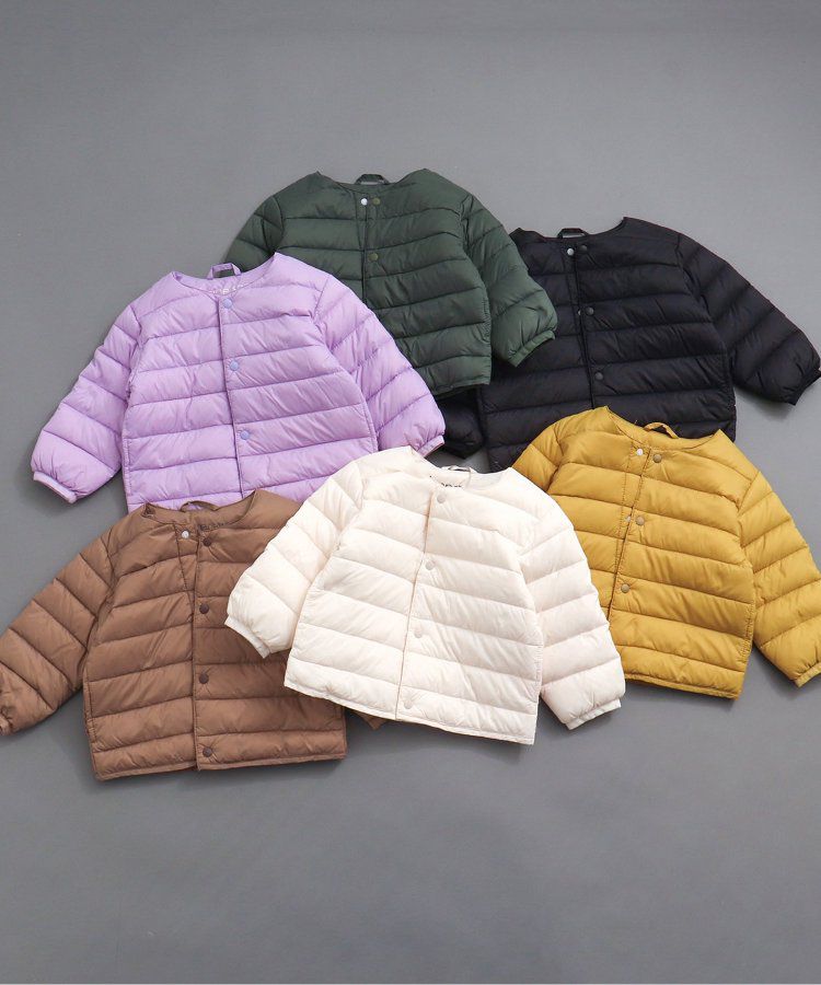 日本 BREEZE - 潑水加工 百搭素色圓領羽絨外套-黑