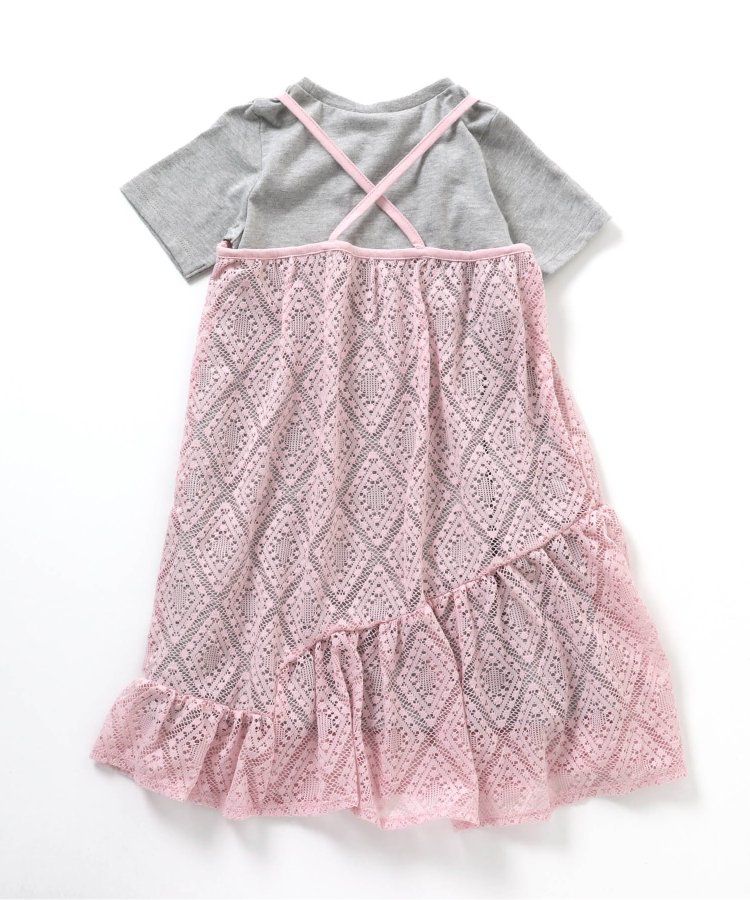 日本 apres les cours - 優雅蕾絲細肩帶洋裝(2件式)-條紋x白