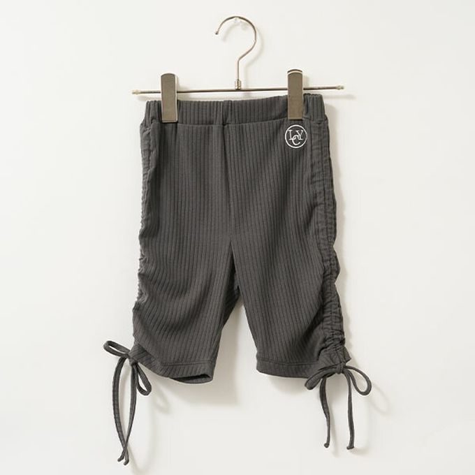 日本 Lycee mine - 側綁帶甜心皺摺合身五分褲-炭灰