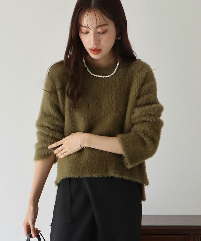 日本 BLUE EAST - 柔軟毛絨圓領毛衣-天使白