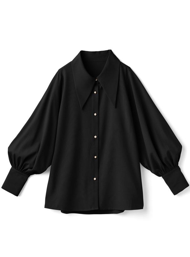 日本 GRL - 光澤感精靈領泡泡袖襯衫-淺米杏