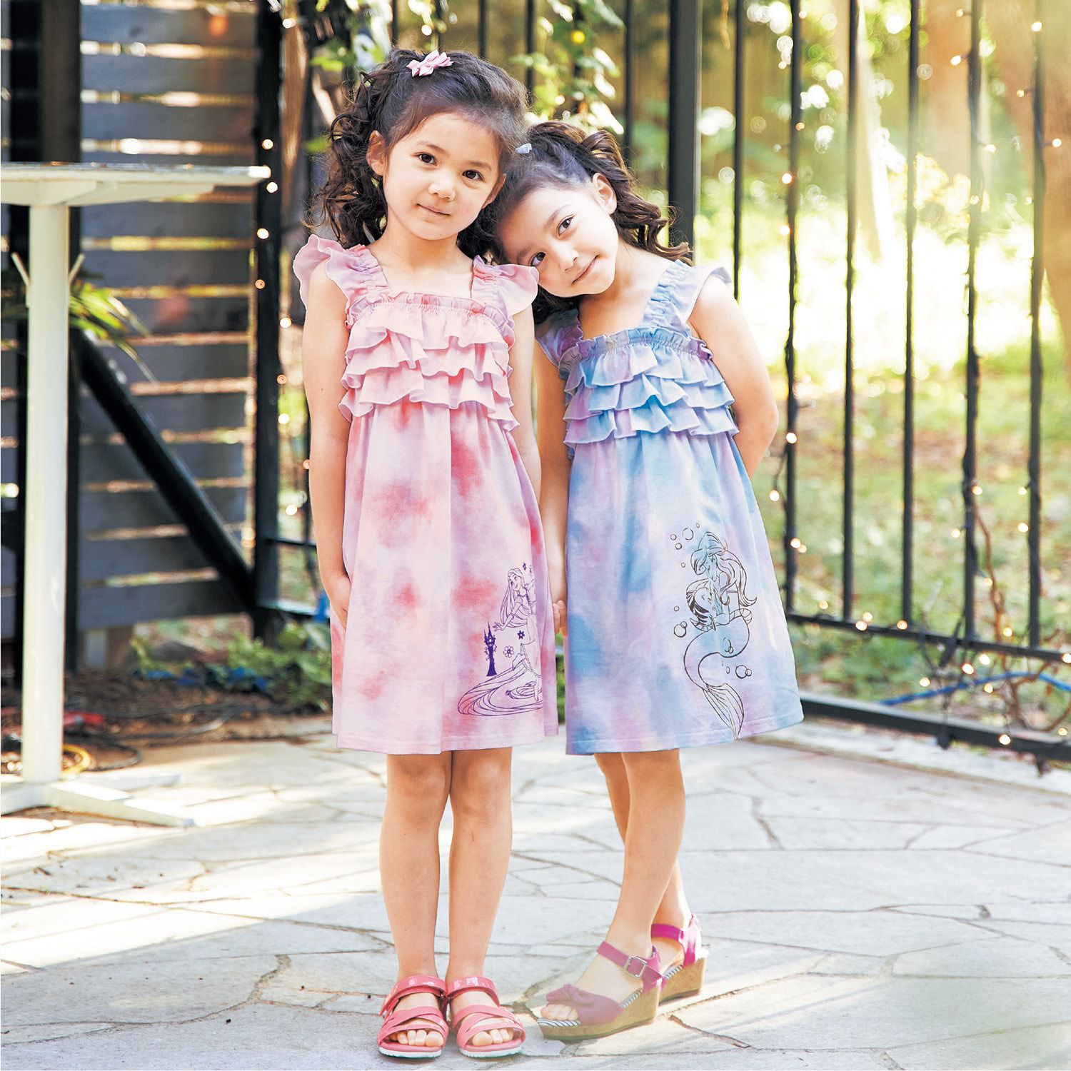 日本千趣會 - 迪士尼暈染印花無袖洋裝-長髮公主-粉紅系