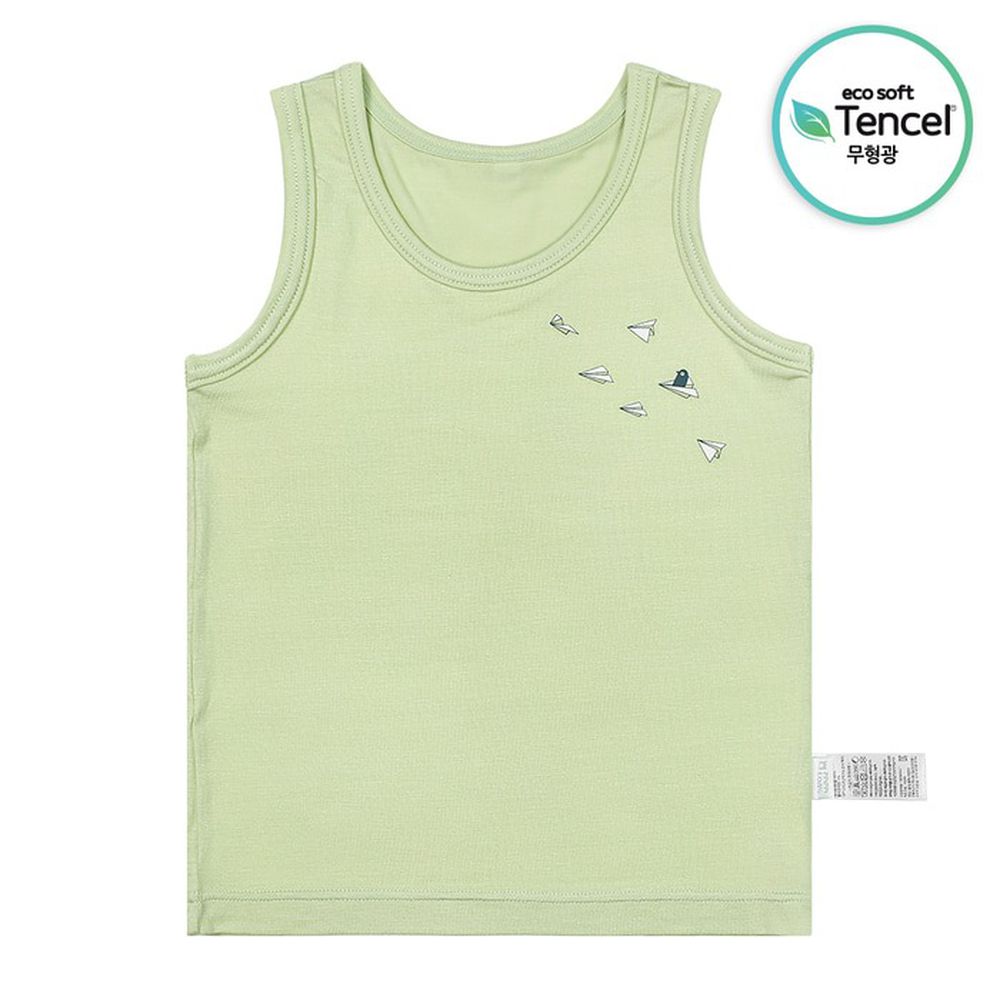 天絲纖維透氣背心內衣(男寶)-紙飛機-綠