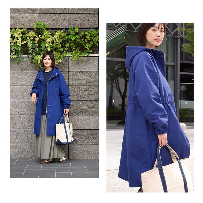 日本 OMNES - 潑水加工 派克連帽風衣長版外套-黑