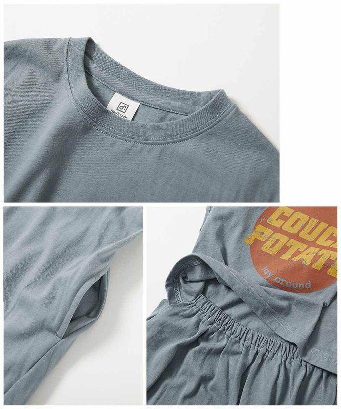 日本 devirock - 背後開口美式印花短袖洋裝-黑