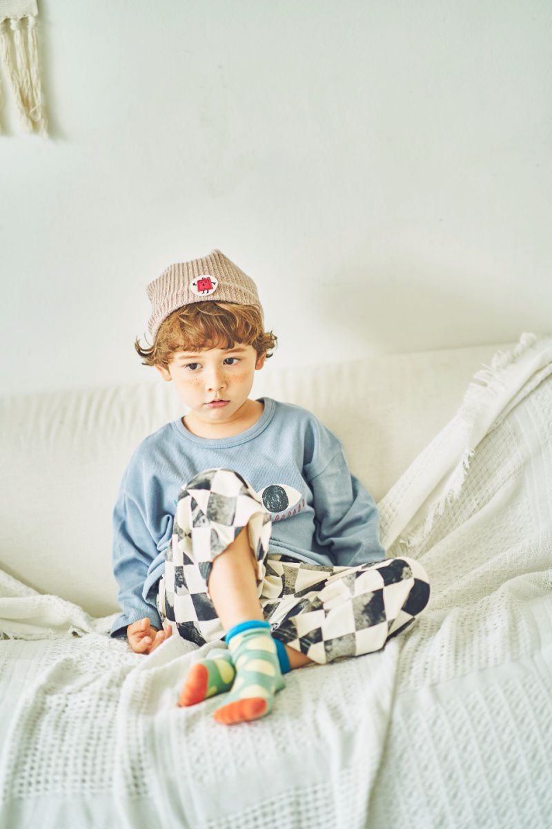 韓國 Mimico - 大大眼睛T-灰藍