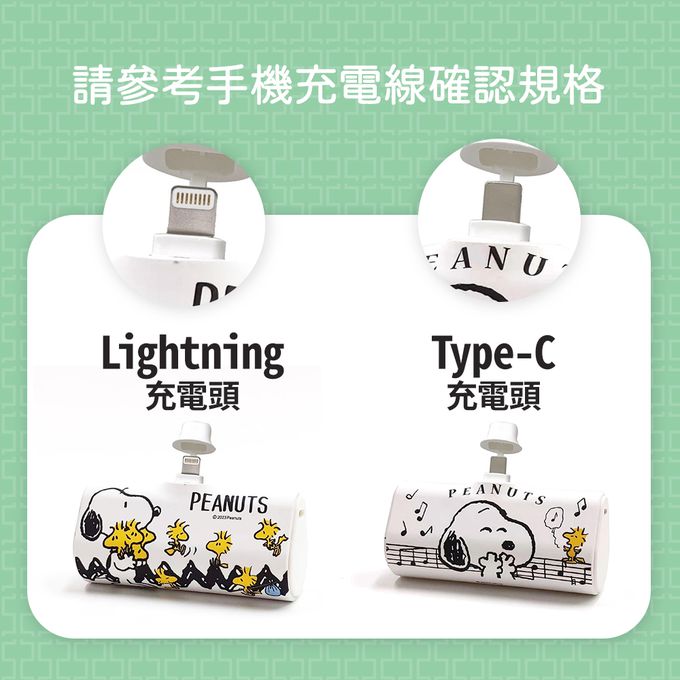 史努比 - SNOOPY 正版授權 PD快充 直插式行動電源 口袋充-Lightning / Type-C 充電頭-三隻小屋(白)