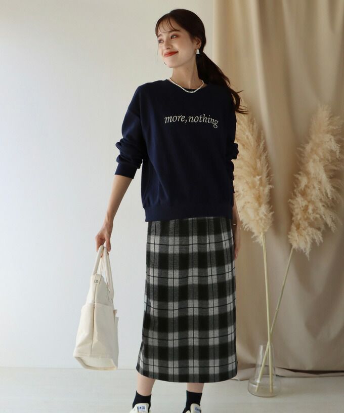 日本 BLUE EAST - 氣質修身學院風長裙-格紋-黑