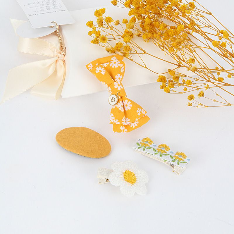 韓國 Babyblee - 雛菊花朵髮夾/髮飾4入組-芥末黃