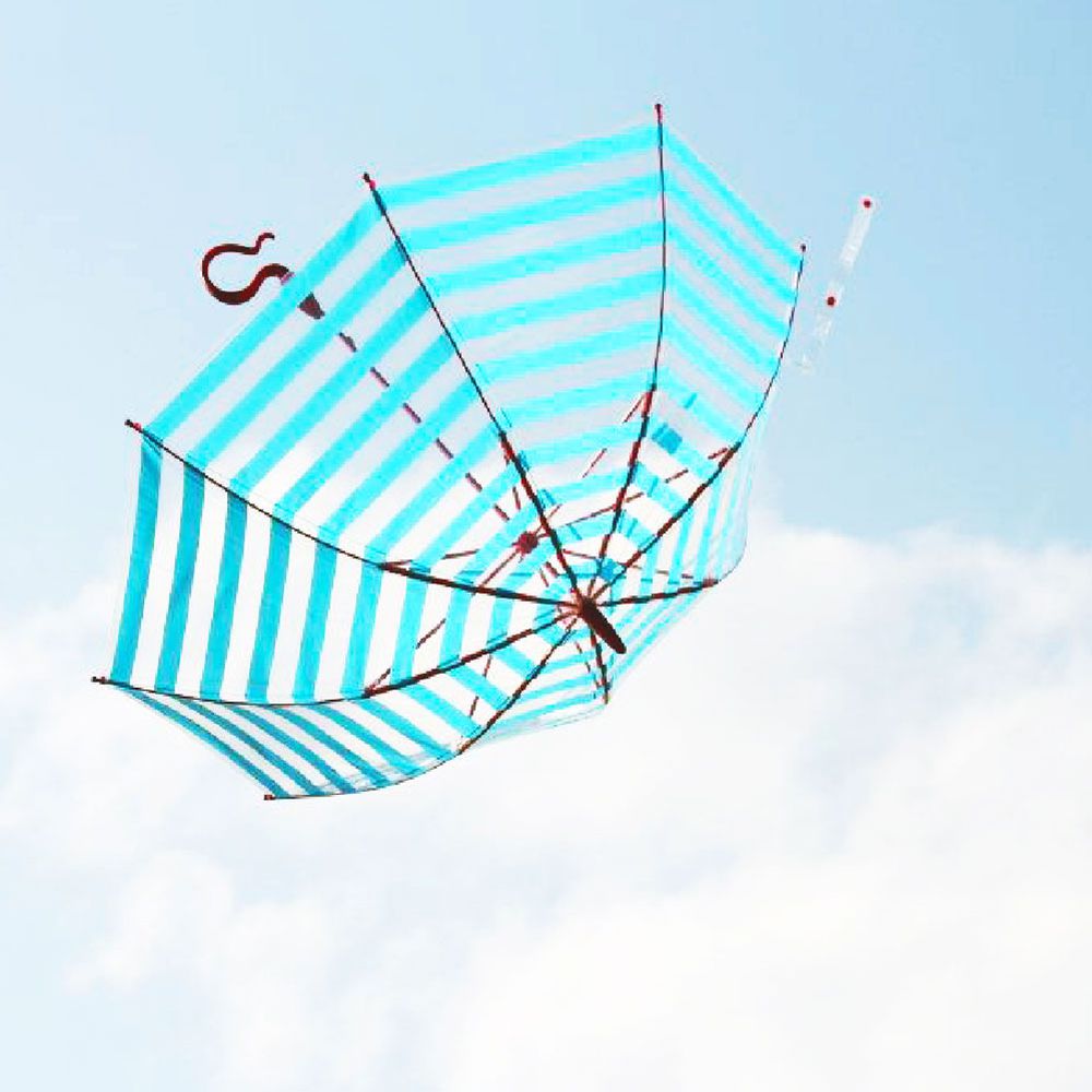 日本Caetla - Evereon可替換式環保輕量傘-時尚條紋-藍