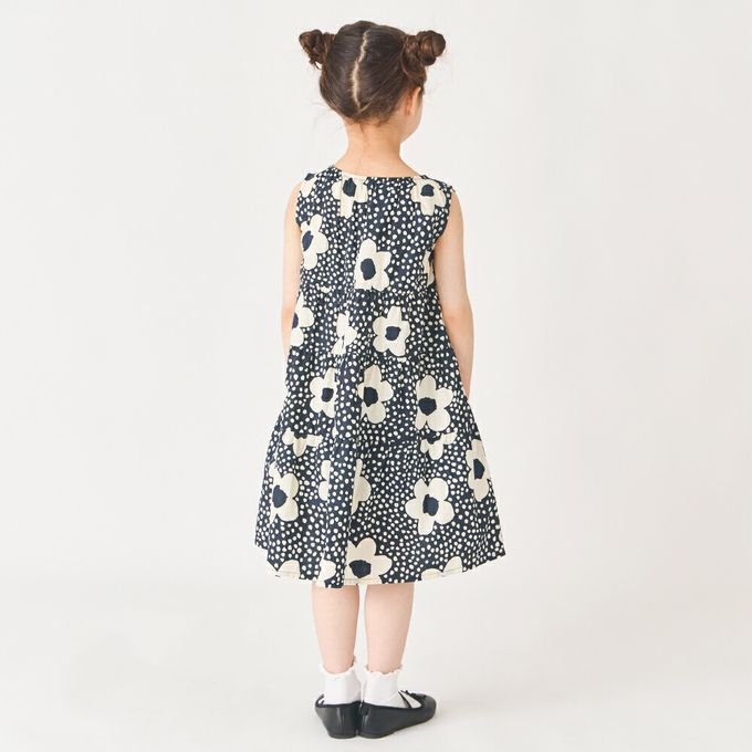 日本 evercloset - 100%棉 歐風荷葉領背心洋裝-海軍藍