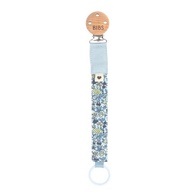 丹麥BIBS - Liberty Pacifier Clip有機棉奶嘴鍊-ChamL寶貝藍
