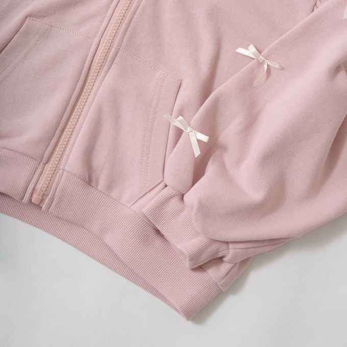 日本 Lycee mine - 蝴蝶結袖荷葉邊少女連帽外套-灰