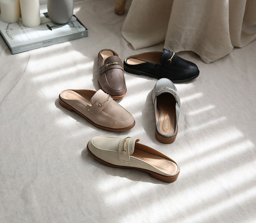 韓國 Dangolunni - 一字麂皮穆勒鞋-灰