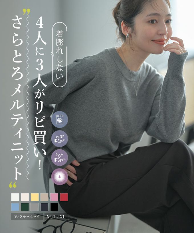 日本 Kobe Lettuce - 熱銷 可機洗柔軟針織上衣(可選領)-灰