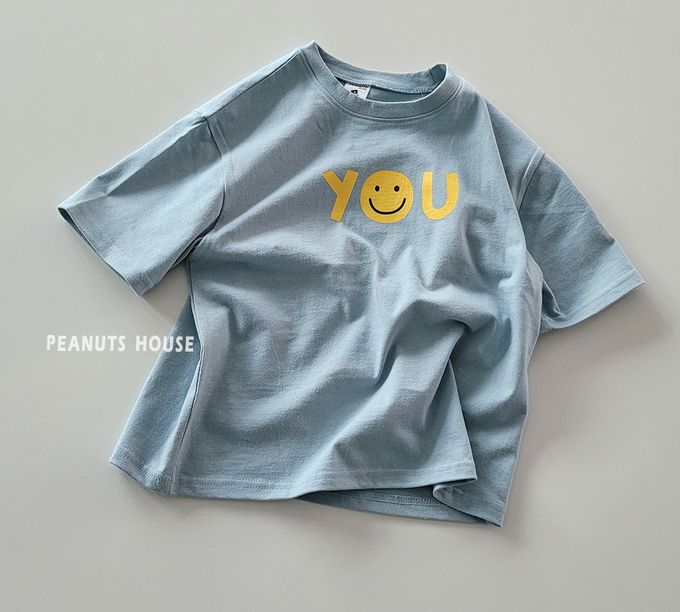 韓國 Peanuts House - YOU字圖案五分袖上衣-紅