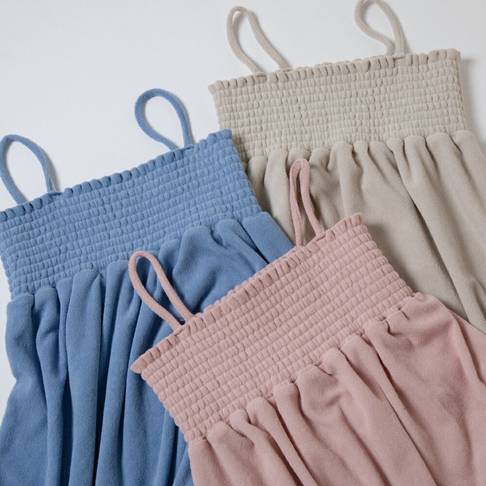 日本 evercloset - 2 WAY柔軟絨玩水材質細肩帶洋裝-水手藍