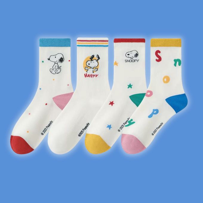 SNOOPY多巴胺世界中筒棉襪