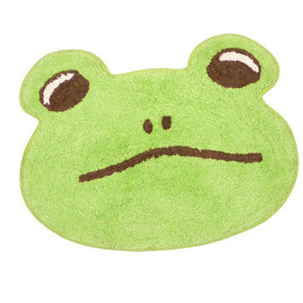 日本 TOMO - 可愛動物大頭地墊/腳踏墊-青蛙-淺綠 (約37×50cm)