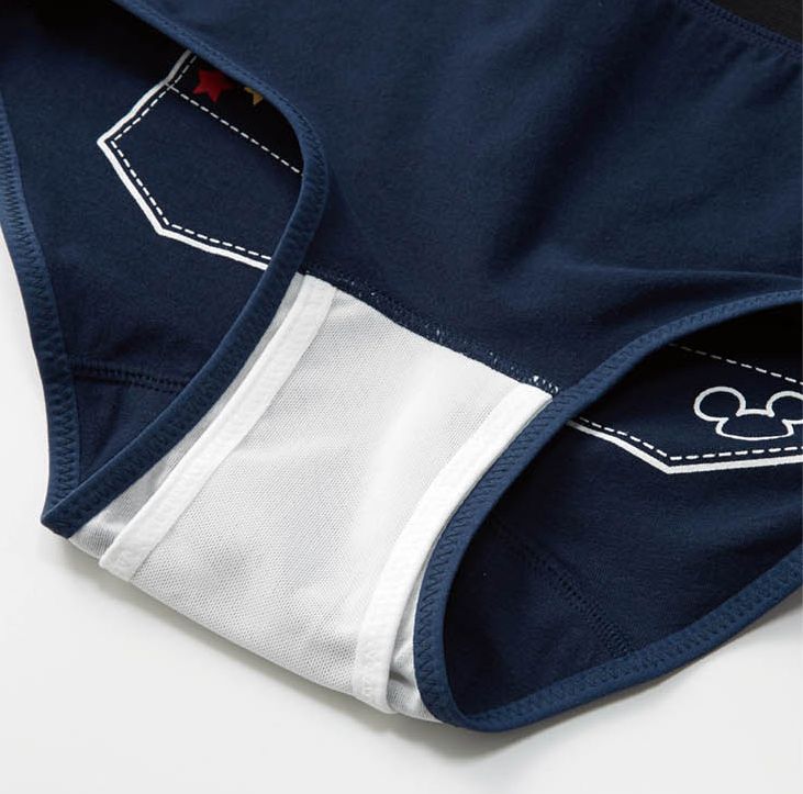 日本千趣會 - 迪士尼印花特殊雙層隱形蝶翼生理褲(媽媽)-米妮與費加羅-灰點點