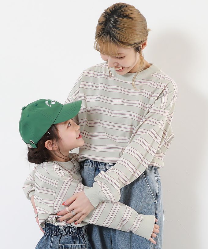 日本 devirock - [大人]100%棉 百搭條紋長袖上衣-白色圓領